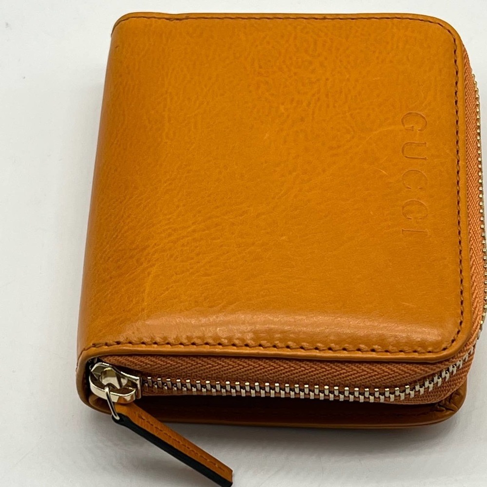 GUCCI washed soft calf Mari gold leather zip wallet 7618 - Picture 4 of 16